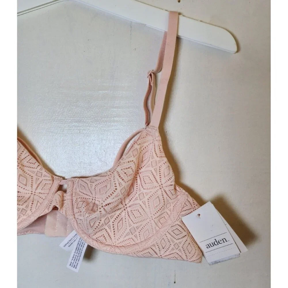 New Auden Women's Pink Underwire Sheer Sexy Bra Adjustable Straps Size 34A